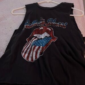 rolling stones red white and blue cropped tank